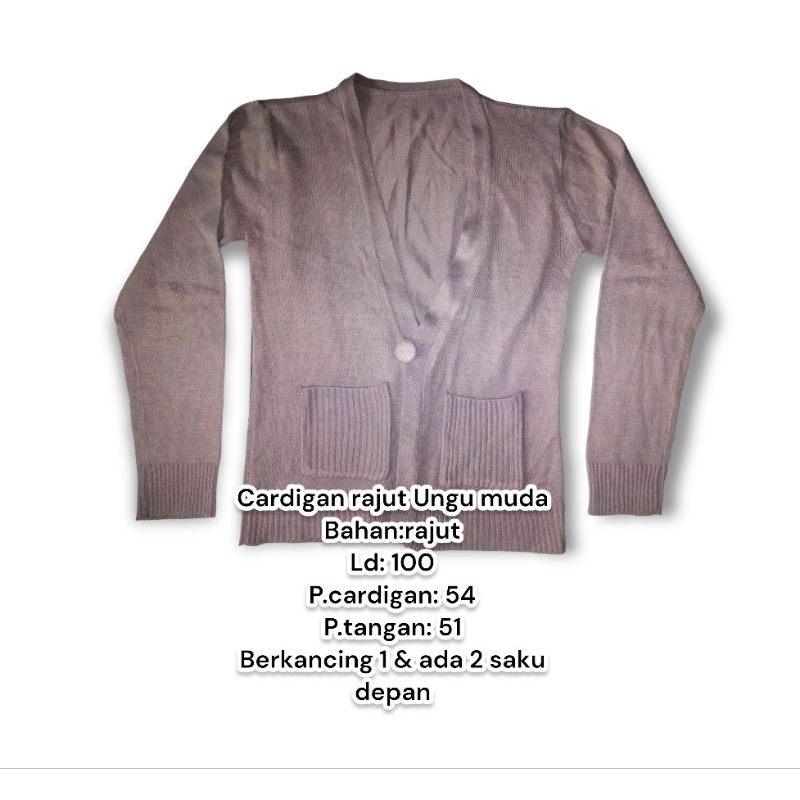 CARDIGAN RAJUT UNGU MUDA