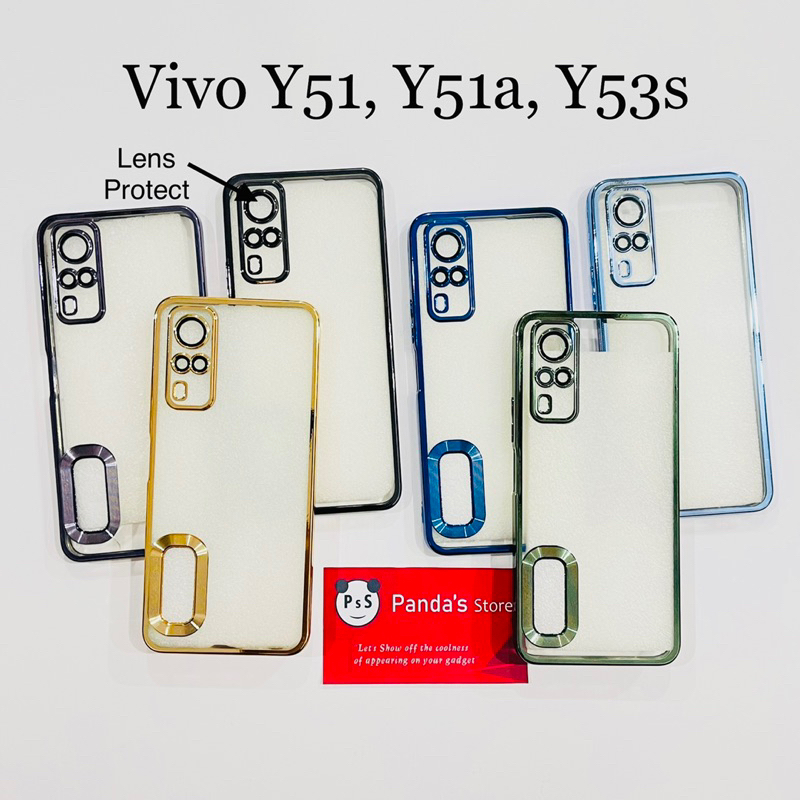 Softcase Vivo Y51, Y51a, Y53s Lens Protector Circle Chrome Logo Clear Case