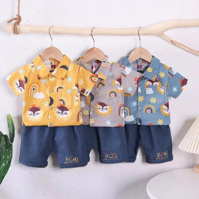 SETELAN KEMEJA CELANA LEVIS PREMIUM ANAK IMPORT / STL003 / SETELAN HEM ANAK LAKI / SETELAN POLO ANAK COWOK IMPORT