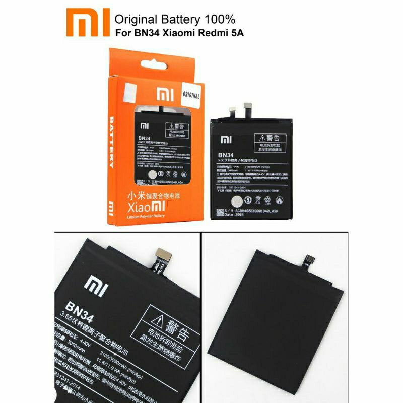 BATERAI BATTERY XIAOMI REDMI BN 34 /REDMI 5 A 100% ORIGINAL