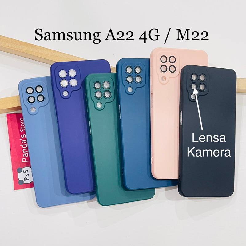 Case Samsung A22 4G / M22 / M32 Lenspro Makaron Full Color Softcase Pro Lensa