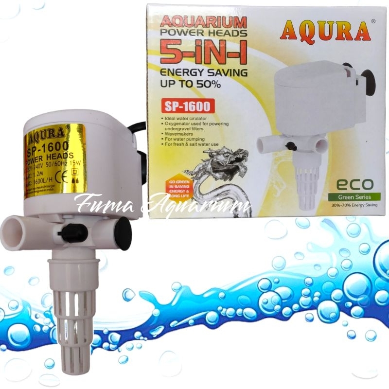 Aqura 1600 SP-1600 mesin pompa filter aquarium pompa air celup akuarium aquascape Submersible Pump Power Head Water Pump ph