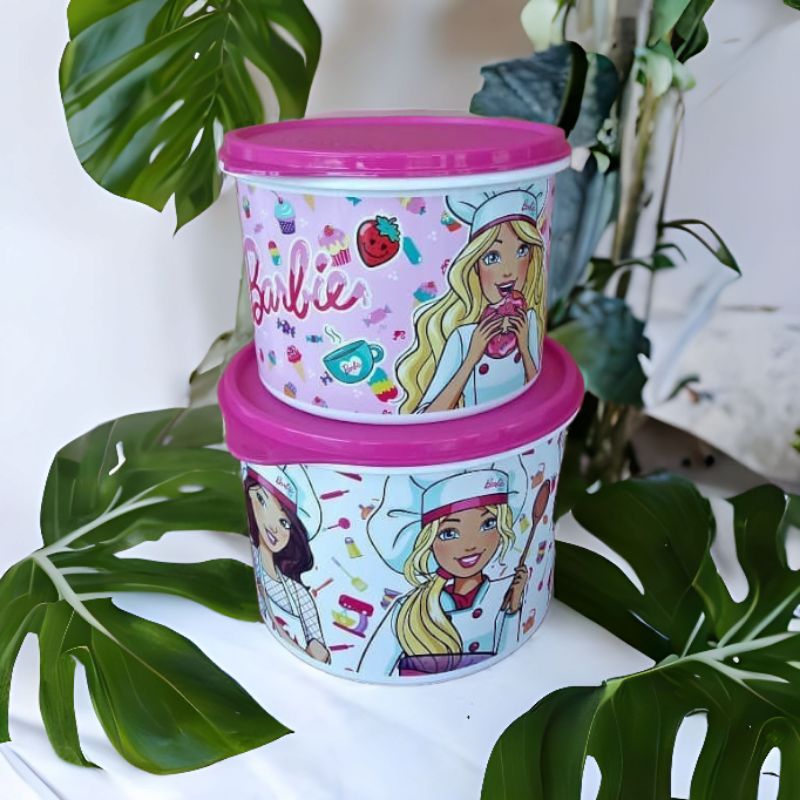 Wadah Tempat Toples Makanan Kue Snack Cemilan Barbie Canister Set Tupperware Tuppy Murah