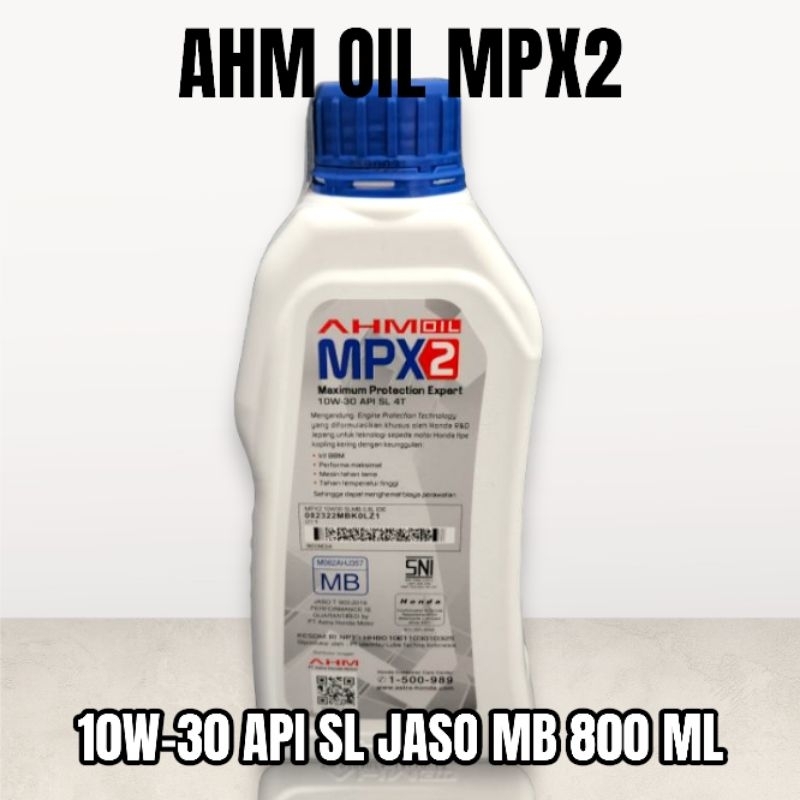 Oli Honda Ahm Mpx2 Oil Mesin MPX2 Honda Matic Matik 10W-30 SL 800ml