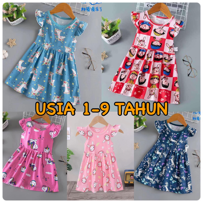 DRESS ANAK IMPORT 1-9 TAHUN | DST001 | DASTER ANAK IMPOR | PIYAMA ORGANIK ANAK