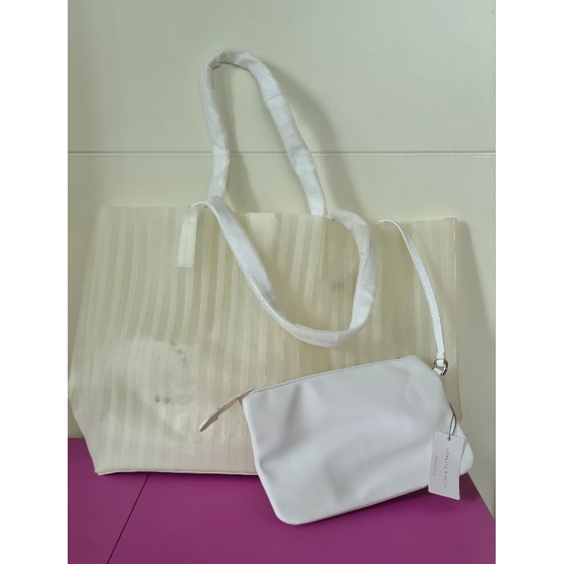 Charles Keith CK Original tote travel bag big jumbo Soft Vinyl NEW