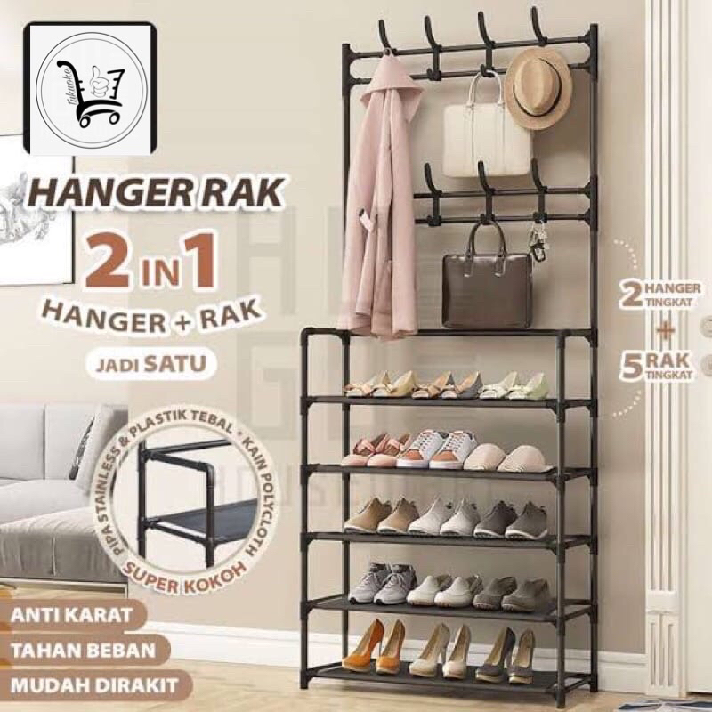 iNstansday- [JR-06] RAK GANTUNGAN BAJU HANGER SERBAGUNA TAS STAND HANGER RAK SEPATU PENYIMPANAN TOPI