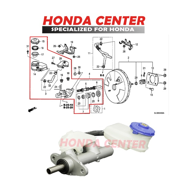 Master sentral central rem Brake master BM assy honda odyssey rb2 rb3 2009 2010 2011 2012 46100-SLE-J21