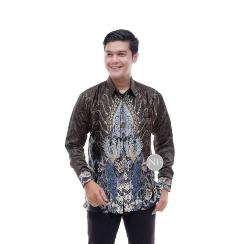 Kemeja Batik Pria Lengan Panjang Semi Sutra Silky Premiu