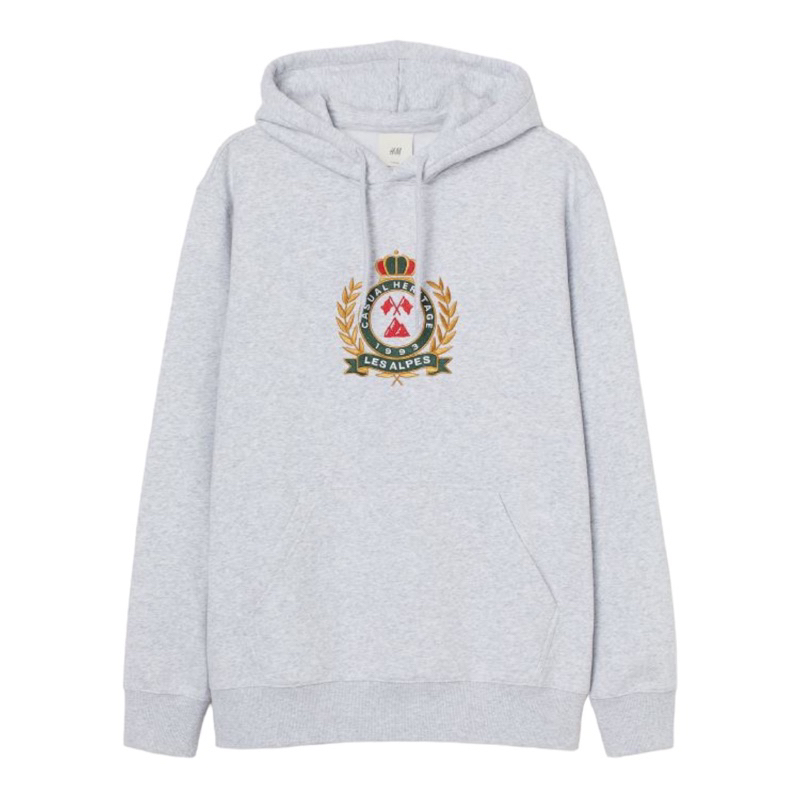 ( 8.8 ) Hoodie H&amp;M Unisex Bordir Les Alpes, Flecee Katun Lembut Tebal, Free Papperbag