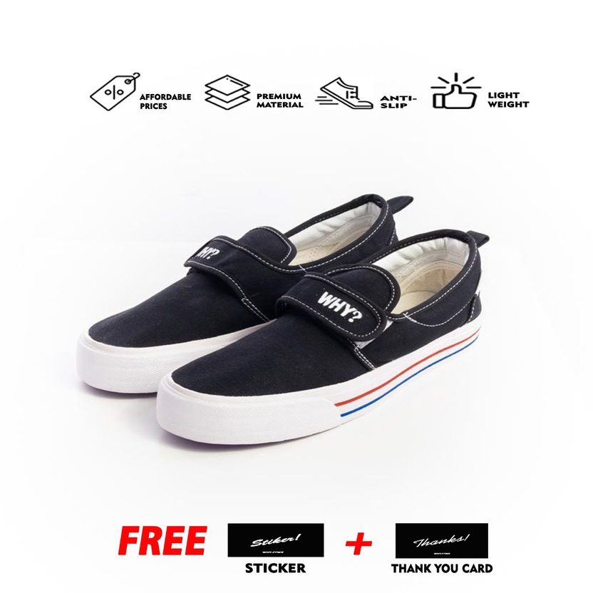 Sepatu Why Footwear - Slip On Ganciet Black White