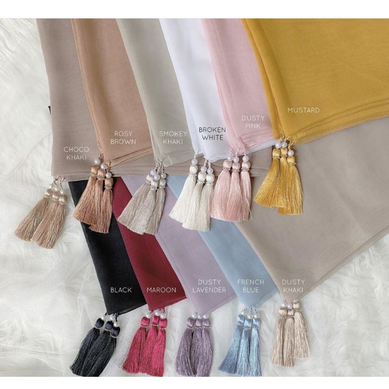 Hijab Segiempat Paris Payet Tasel | Kerudung Paris Payet Tasel