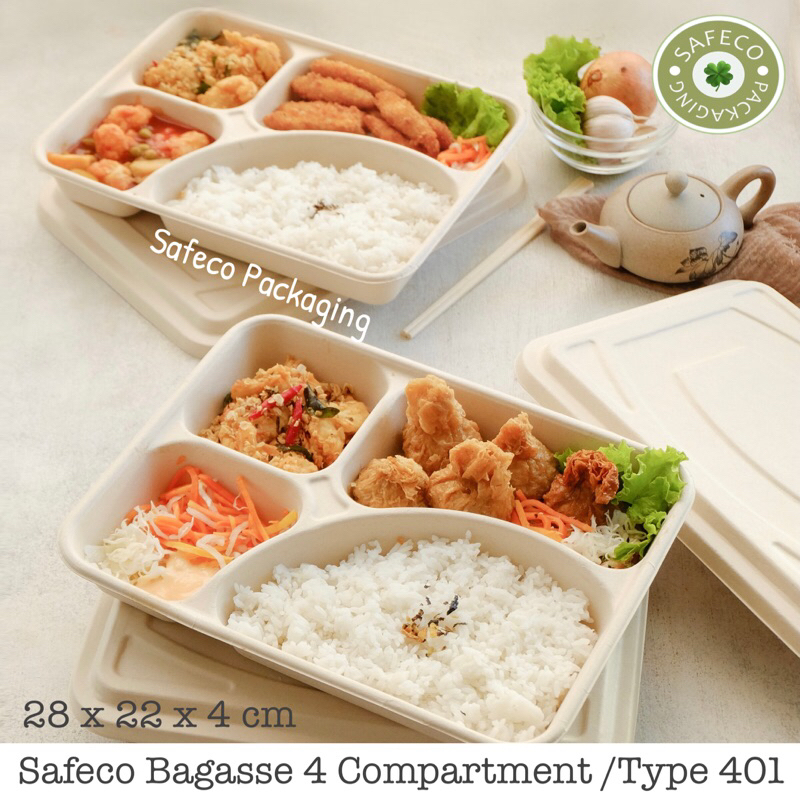 Jual Bagasse Box Safeco Box Bento Lunch Box Kotak Tempat Makan Bento 4