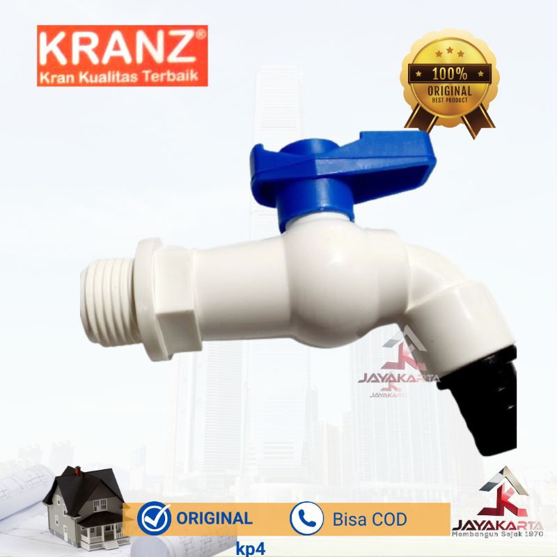 KRAN KERAN TEMBOK PLASTIK KP 4 KRANZ 1/2 INCI