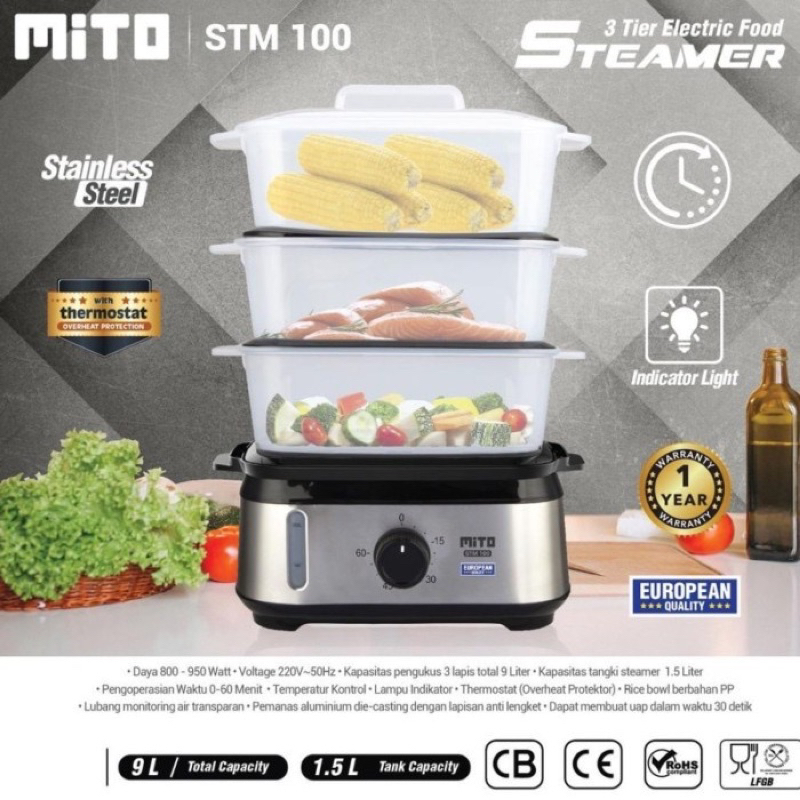 steamer Mito Electric Food STM 100 / STM100 Pengukus Makanan - GARANSI RESMI