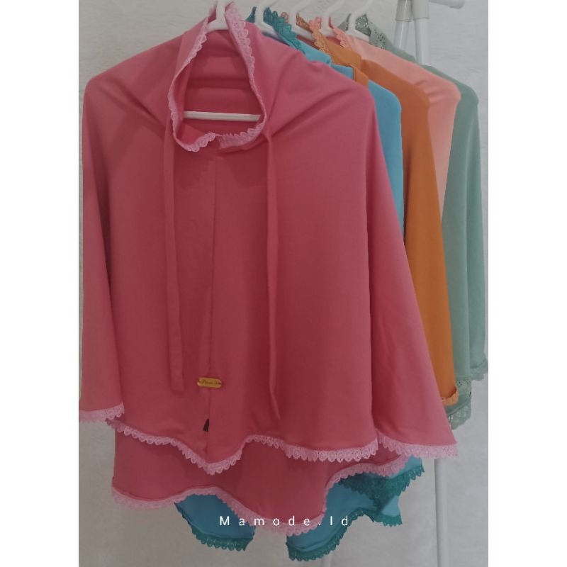 bergo anak/jilbab anak/kerudung anak renda jersey premium