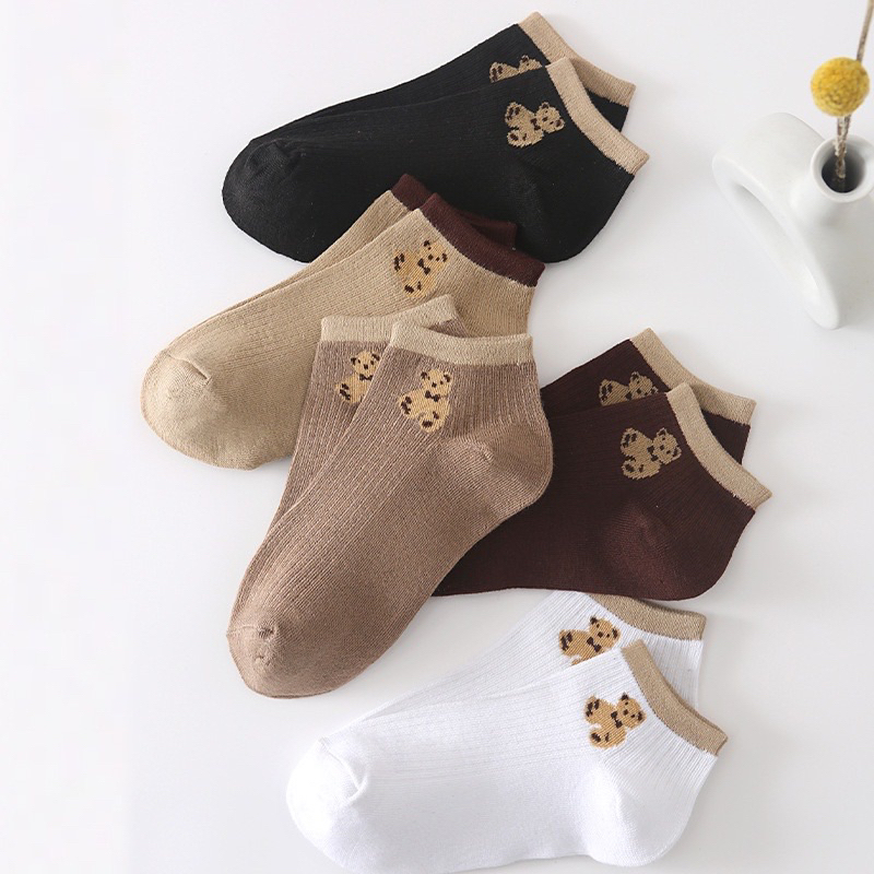 Kaos Kaki Pria Wanita Mata Kaki Motif Beruang Cute Bear New Korean Style Socks Import KS