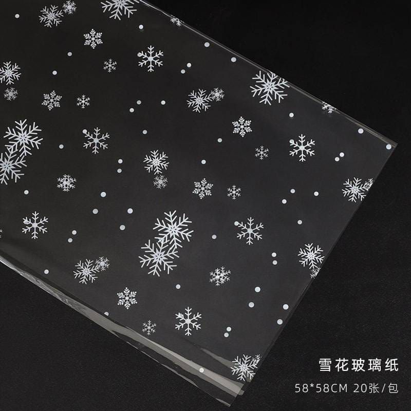 

Kertas Buket Transparan Motif Bunga Salju Plastik Flower Wrapping Paper Cellophane Transparant Waterproof
