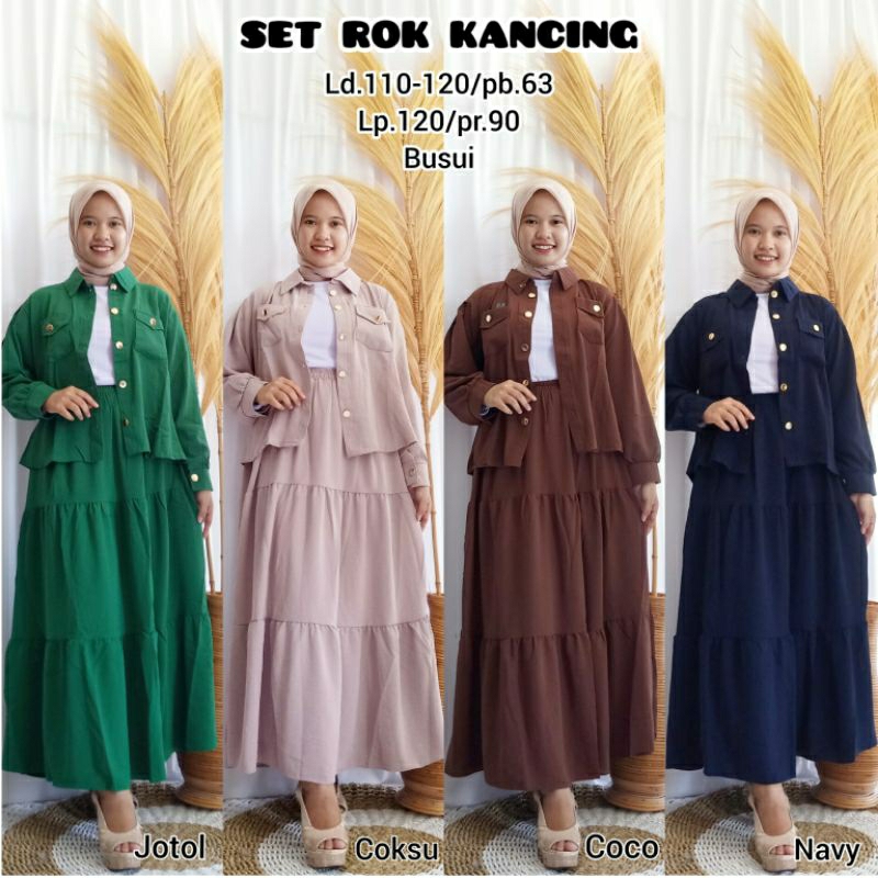 SETROK CRINKLE AIRFLOW/SETELAN ROK CRINKLE/SETROK CRINKLE KANCING