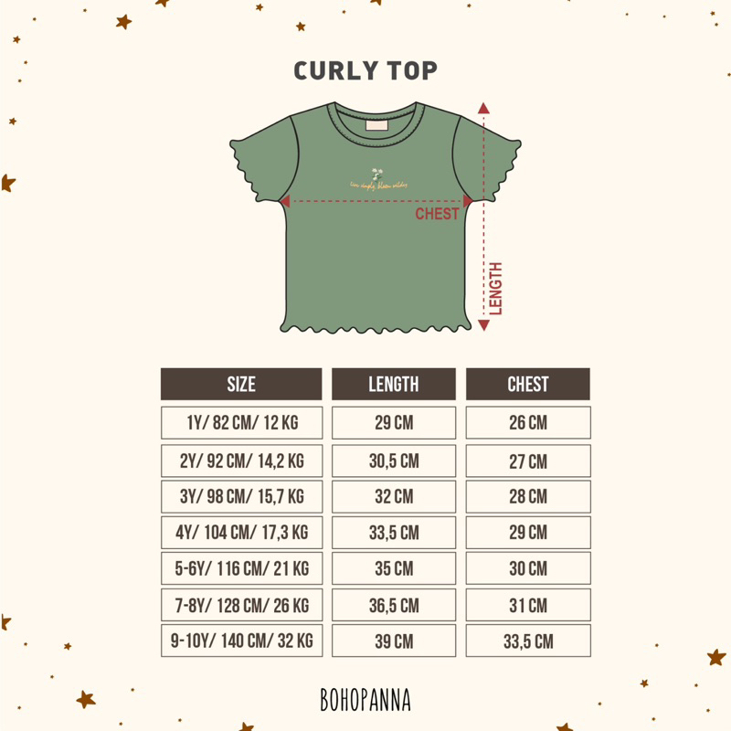 Bohopanna Curly Crop Top NEW / Kaos Anak