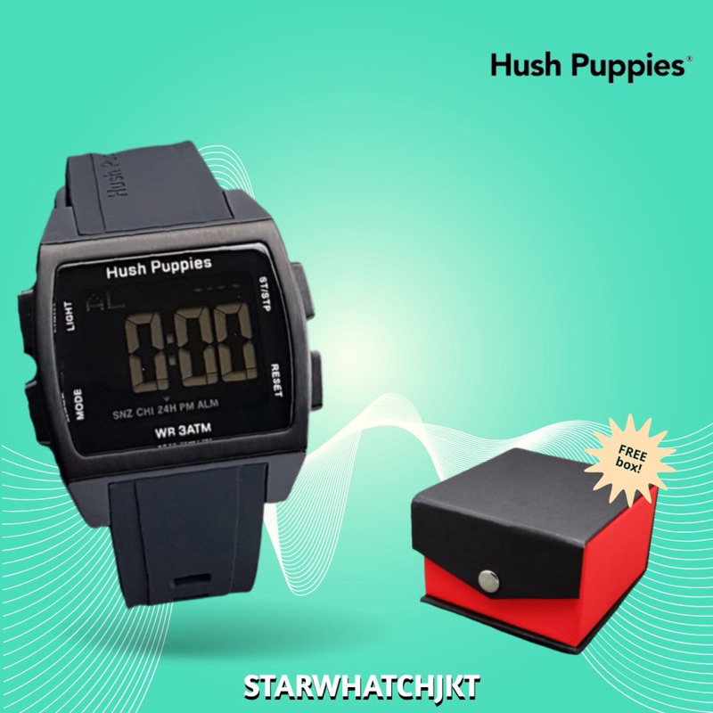 (Grosir Cod)Jam Tangan unisex Digital Hushpuppies 2111 Anti Air Free Box Strap Rubber/Karet(Dikirim Jakarta)