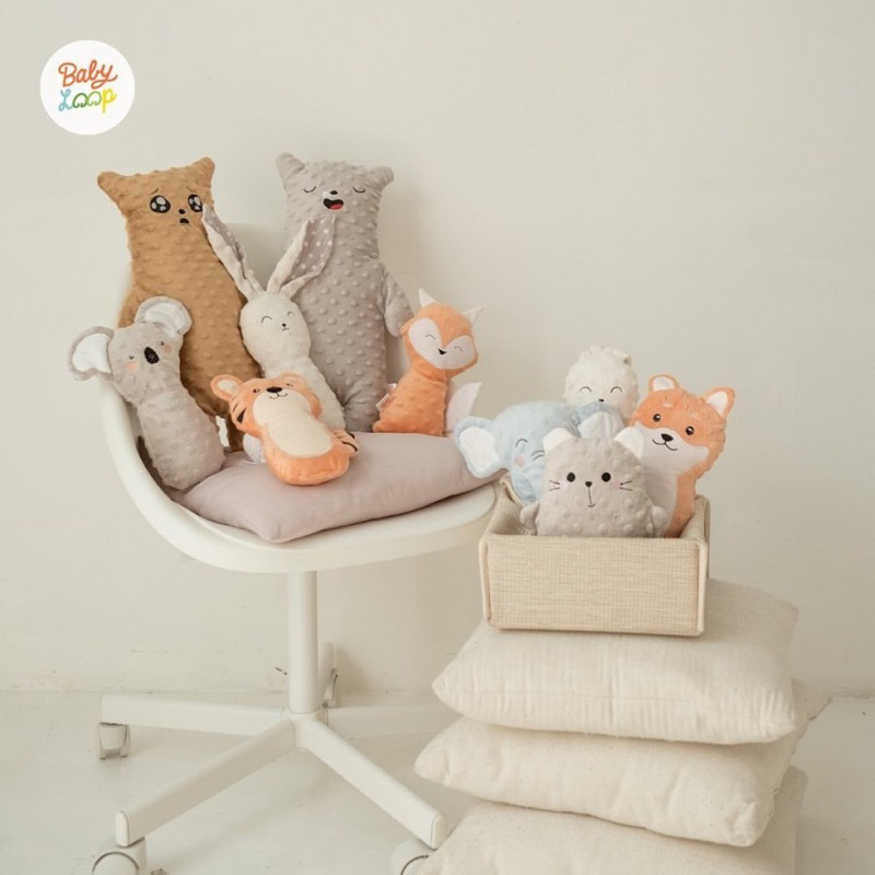 Baby Loop Minky Doll - Bear/Unicorn/Bunny/Koala/Shiba/Elephant/Lion/Tiger/Fox Boneka Anak