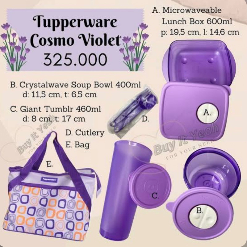 tupperware set tempat makan cosmo violet