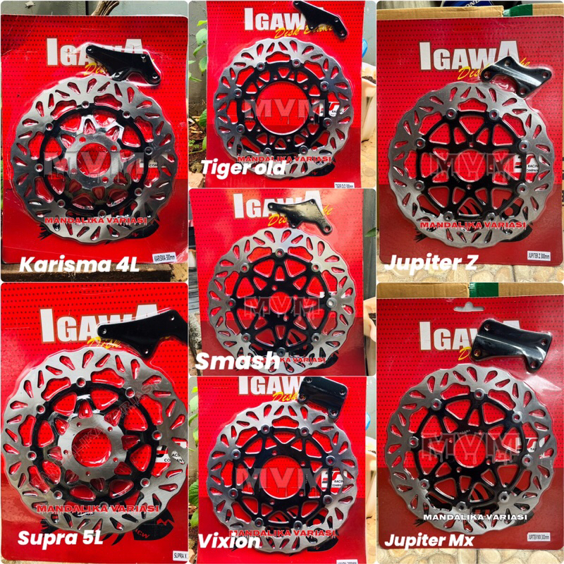 PIRINGAN CAKRAM DEPAN IGAWA MODEL TDR/ PSM BLACK 260MM PLUS BREKET TIGER OLD / SUPRA X / KARISMA / SMASH / VIXION / JUP Z / JUP MX / RX KING NEW