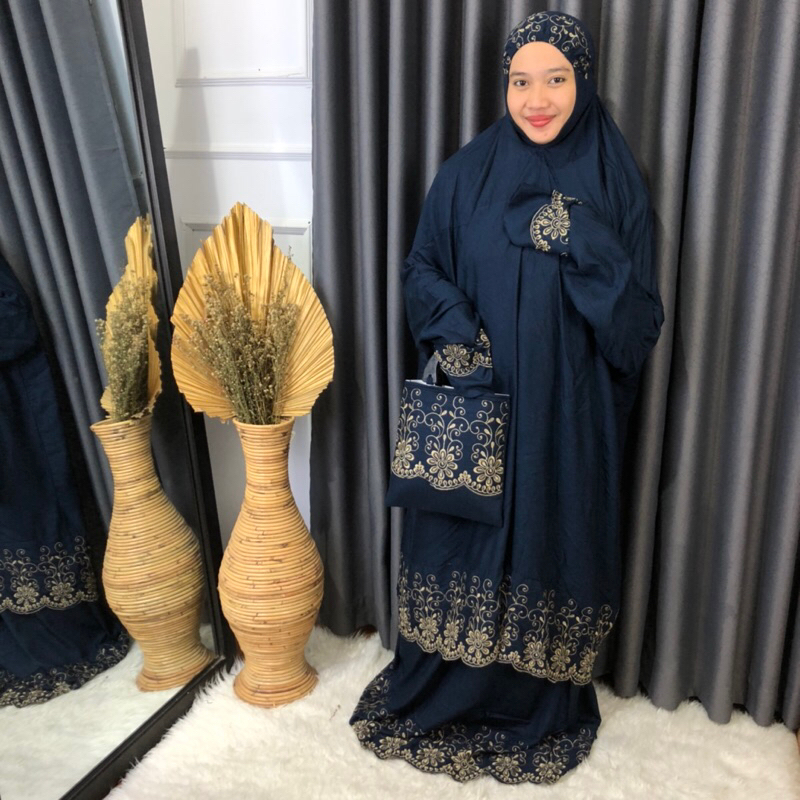 Mukena Potongan Berlengan Tunik Bordir Rayon Premium