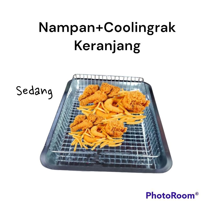 Cooling Rak Dengan Wadah Peniris Minyak Keranjang / Nampan Wadah Minyak Makanan / Wadah Sayuran/ Buah Dan lain nya