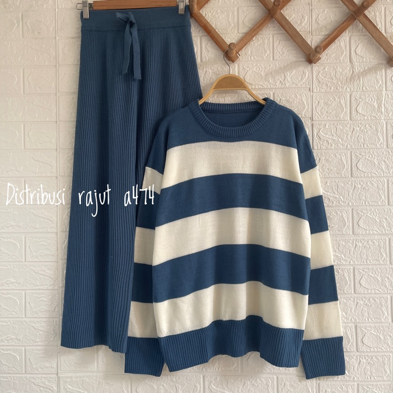 ONESET RAJUT SWEATER MAYUBI SETELAN CELANA KULOT RAJUT WANITA