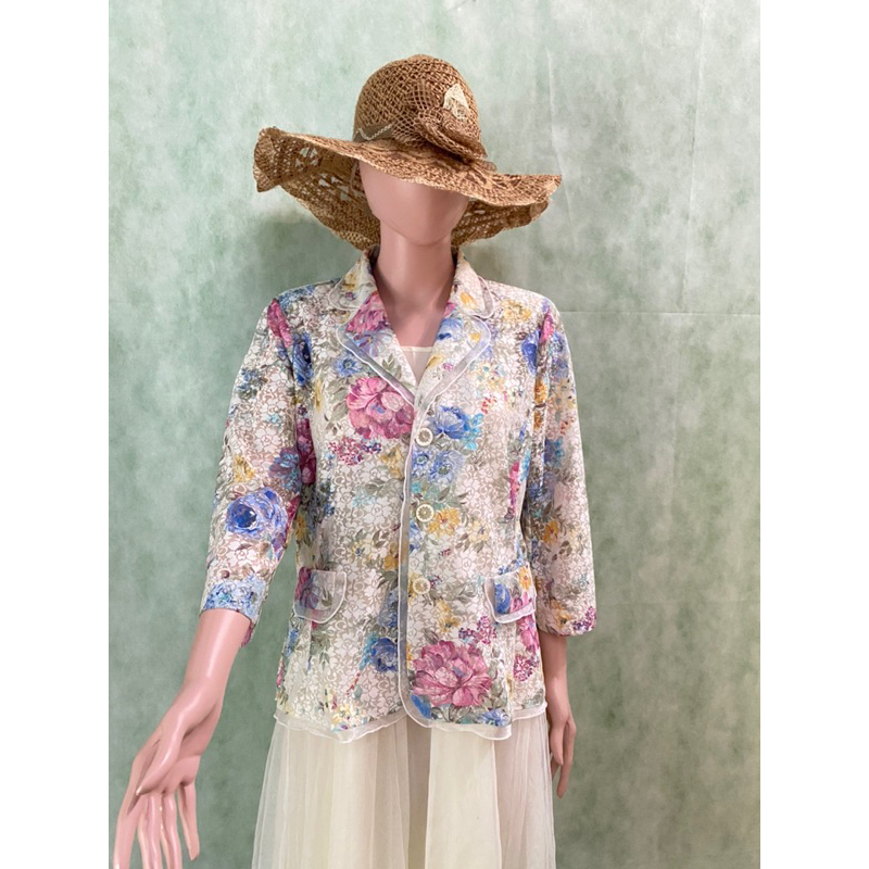Preloved/Thrift Blazer brukat motif floral/bunga Korean Style