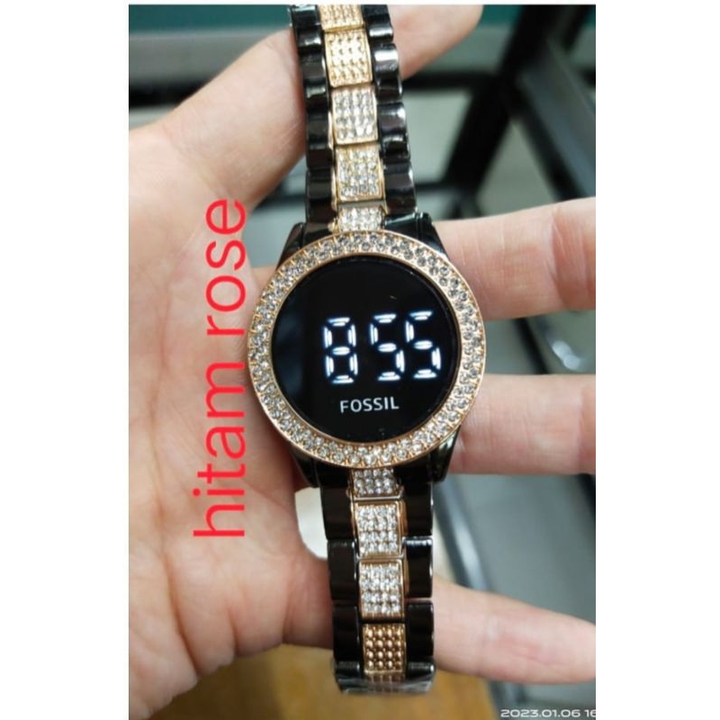 (Cod)Jam Tangan Wanita Led Touch Scren Bulat Mata Diamond Strap Rantai/Stell(Terima Cod)