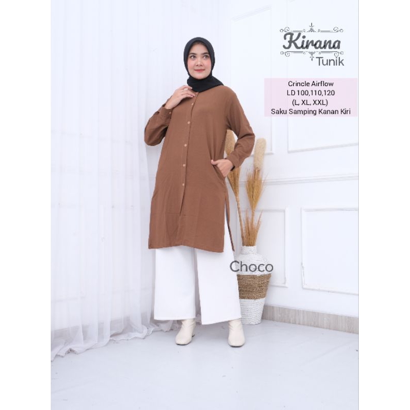 PROMO KIRANA TUNIK/LONG TUNIK CRINCLE AIRFLOW LD 100,110,120 (L, XL, XXL)