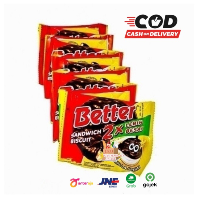 (JSO) Biskuit Better Bigger Sandwich Biscuit 27gr isi 10 pack Biskuit Mayora pack Snack Cream Coklat Cemilan Anak Enak Murah Meriah