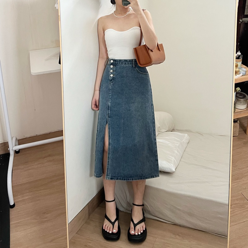 Louisa Button Denim Skirt