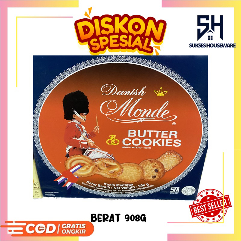 

Danish Monde Butter Cookies 908 gr BIscuits TIN Kaleng Besar