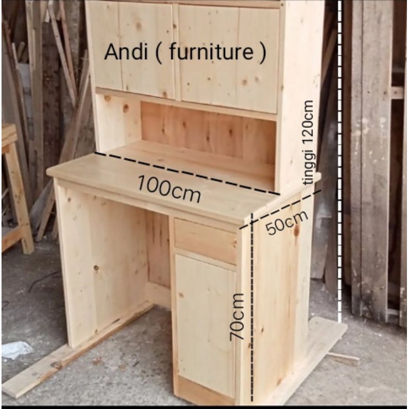meja belajar anak kayu mahoni modern