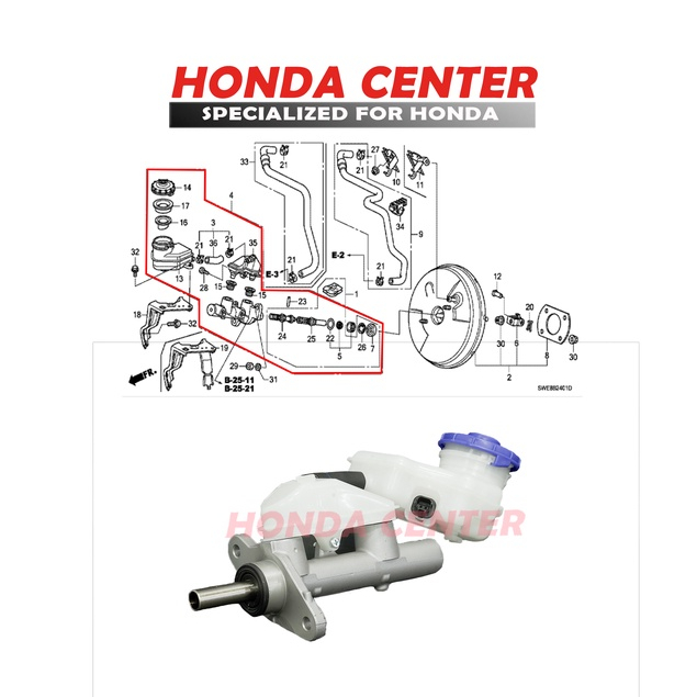 master sentral rem Brake master BM assy crv gen3 2007 2008 2009 2010 2011 2012 2000cc