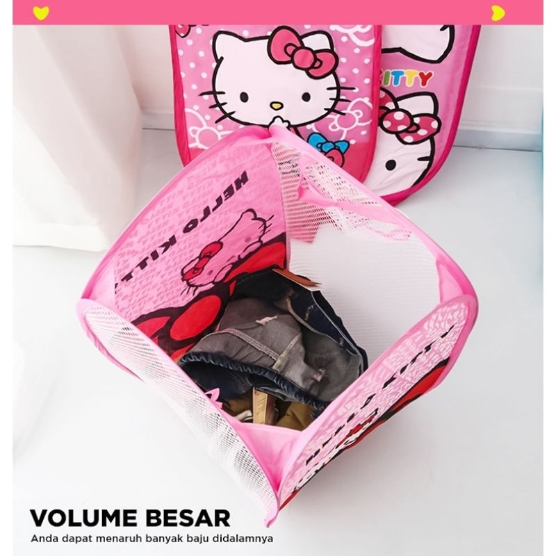 Keranjang Baju Kotor Karakter Doraemon Hello kitty cars keropi Laundry Bag Lipat Portable Import Murah Kuat