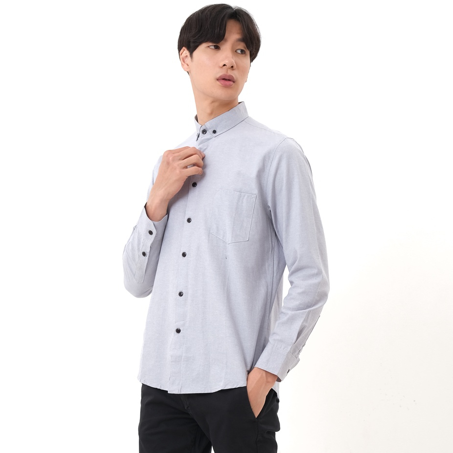 SANVANINA Kemeja Lengan Panjang Basic Oxford LIGHT GREY E-1172