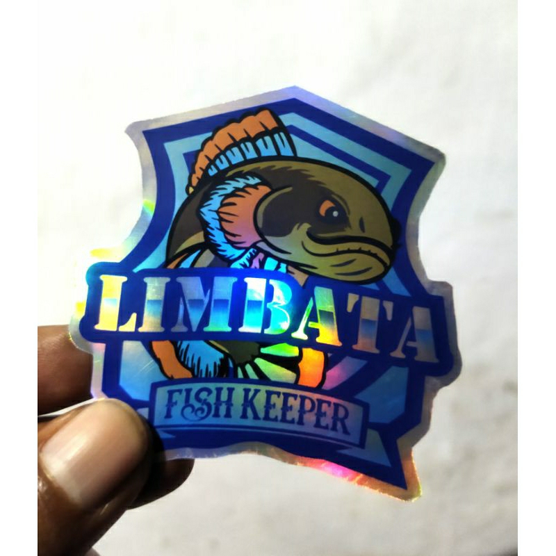 stiker aquarium hologram ikan galak