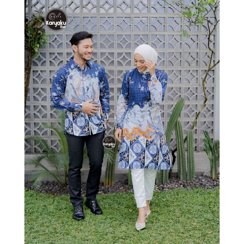 NEW Atasan Tunik Batik Wanita Couple Kemeja Batik Pria Exlusive Best Seller Kain Katun - Motif Ayam Merah Krem