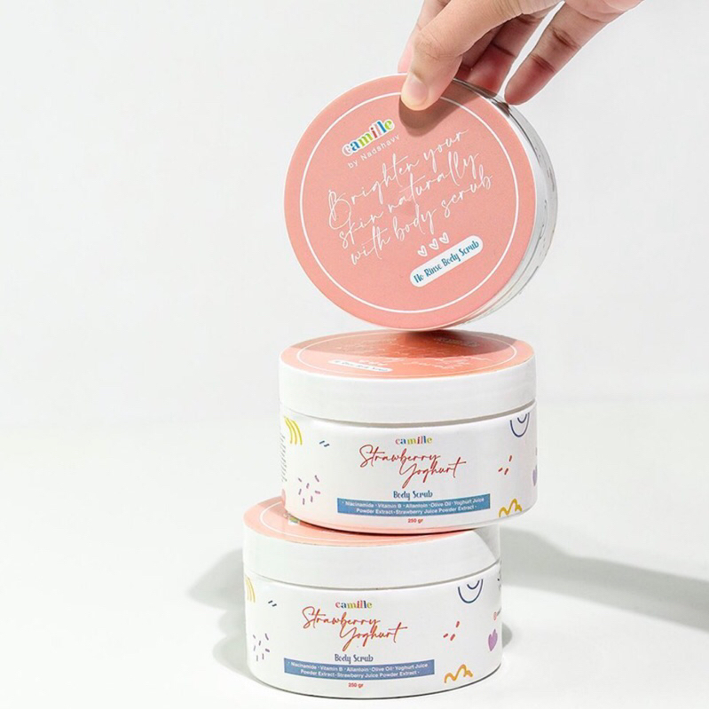 Ready❗️Strawberry Yoghurt Body Scrub Camille Beauty | Scrub Badan Camille BPOM
