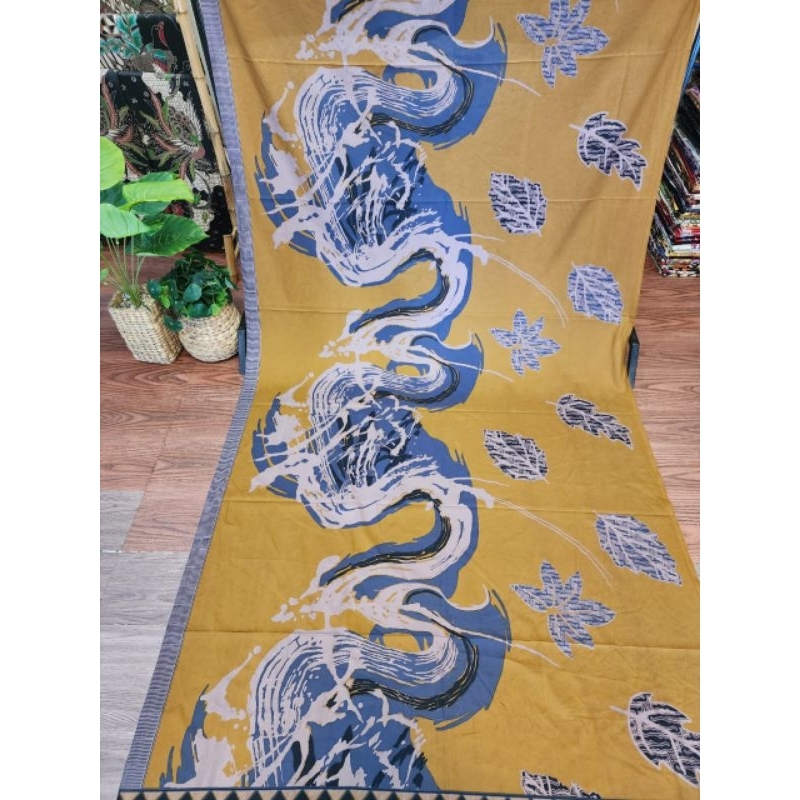 Bahan kain Batik katun Solo motif daun abstrak a