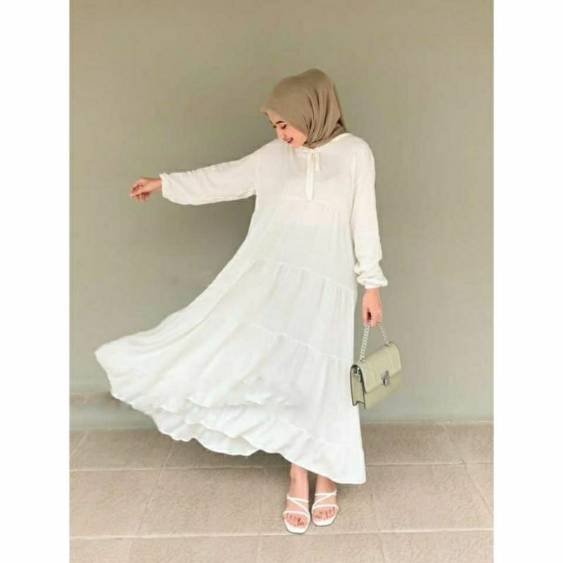Gamis Rumahan Dress Muslimah Ibu Ibu Terbaru Simple Elegan Kekinian Casual Formal Santai Adem Murah