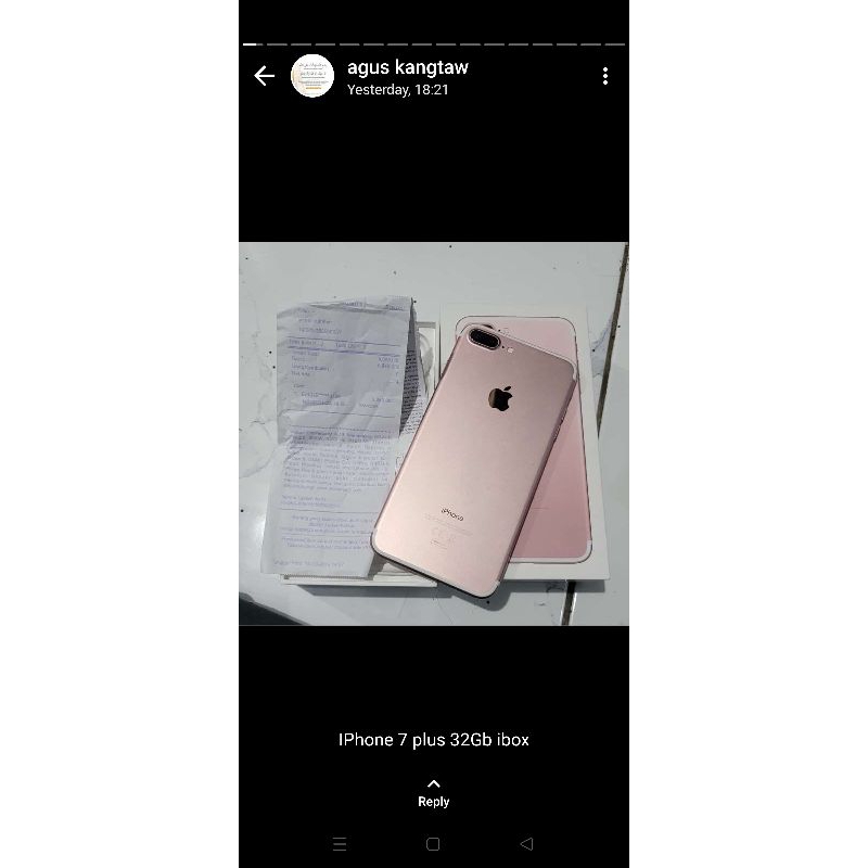 iPhone 7 Plus 32gb rose gold bekas ,hp iphone second