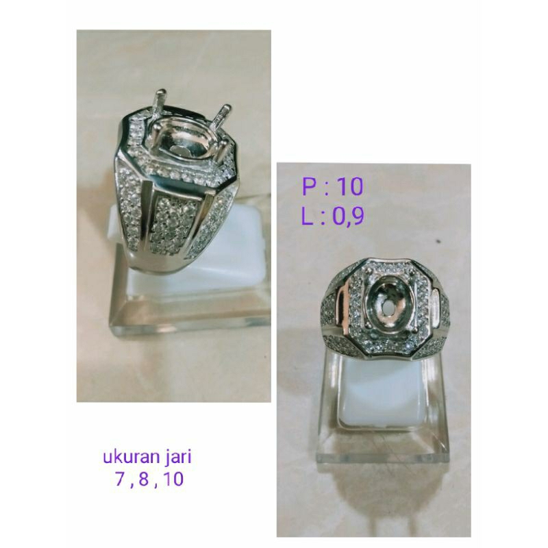 Cincin Perak Untuk Isi Batu Cincin Sterling Silver 925 Man Fashion Ring Cangkang Emban Kokot Perak