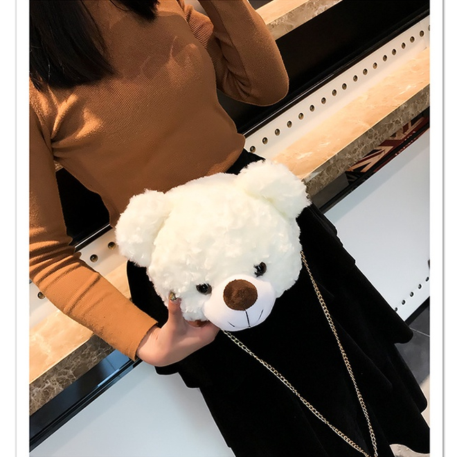 &quot;aurabagss&quot; - Tas Wanita Tas Selempang Beruang Bulu Tas Boneka Bulu Beruang Tas Selempang Bulu Sling Bag Cute Remaja Wanita Teddy Bear