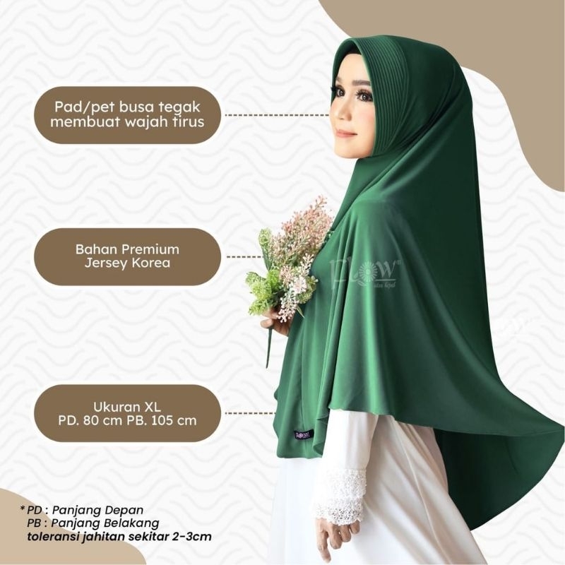 Bergo Delia XL soft pad antem ori Flow Hijab - khimar bergo Premium